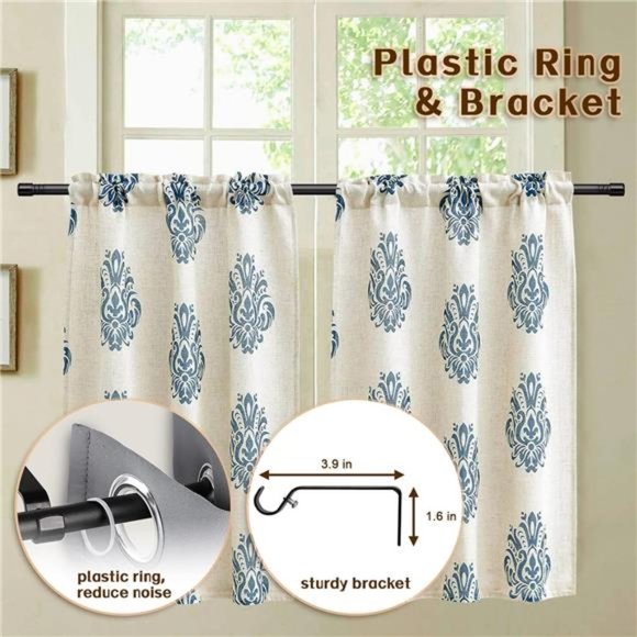 Curtain Rods for Windows 66 to 144, 5/8 Inch Matte Black Curtain Rod Set - Picture 5 of 6